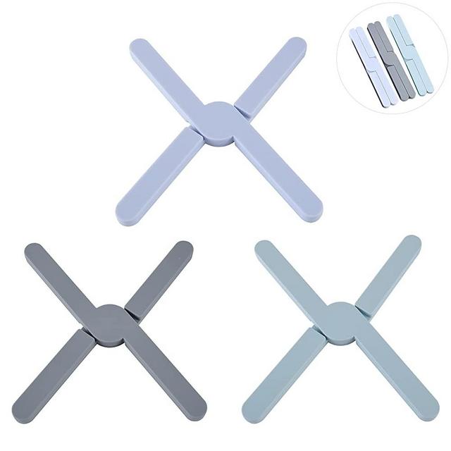 Trivet for Hot Pots and Pans 3 Pieces Cross Silicone Foldable Large Trivets for Hot Dishes and Iron, Trivet Set for Christmas Turkey