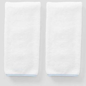 Signature Hand Towels (pair) - Light Blue on White