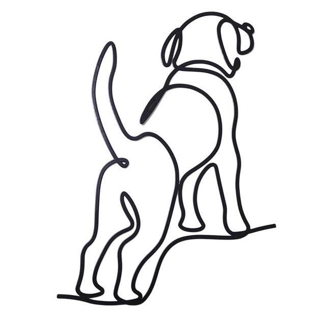 TYLCC Metal Wall Art Decor Minimalist Abstract Dog Wall Art Metal Dog Wall Decor Line Drawing Wall Art Decor Metal Wall Decor for Living Room Bedroom Wall (Guard)