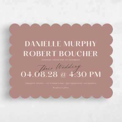 Brown Scalloped Wedding Invitation - Finneas Landscape