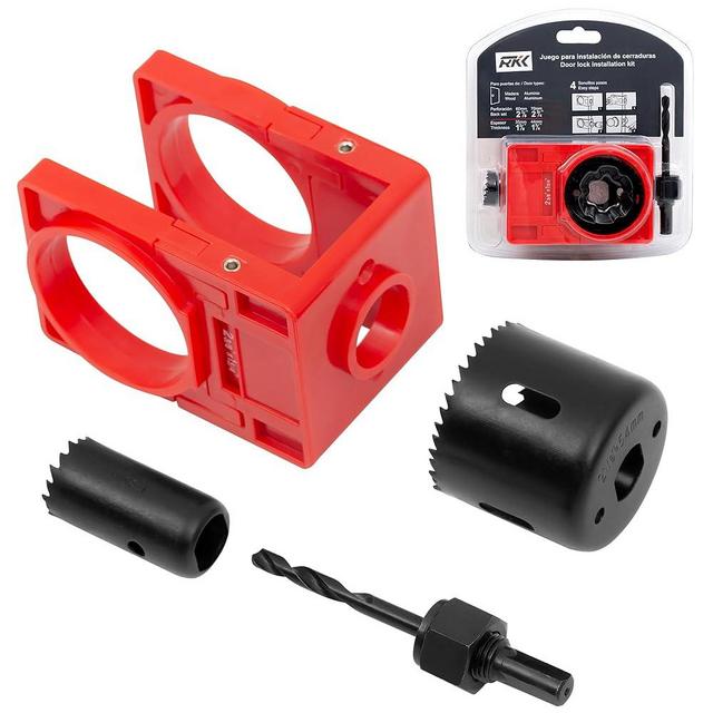 RKK Door Lock Installation Kit, Door Lock Carbon Steel Hole Saw Set for Wooden Doors with Guide Template (1 Set)
