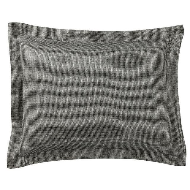Ebony Belgian Flax Linen Waffle Duvet & Sham, Standard