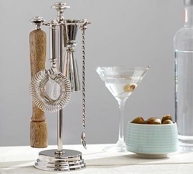 Harrison Bar Tool Set (stand, double jigger, strainer, bar spoon, muddler)