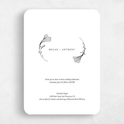 White Rounded Wedding Invitation - Unconditional Bloom