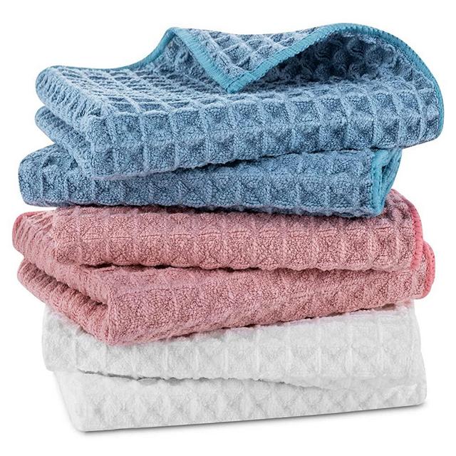 100% Cotton Kitchen Towels, 6PCs Waffle Weave Dish Towel, Cslehel Dish Cloths for Kitchen 12" x 12", Dish Rags Quick Drying,Multicolor