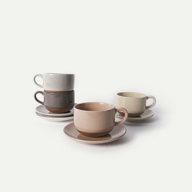 Cappuccino Mugs & Saucers Quartet