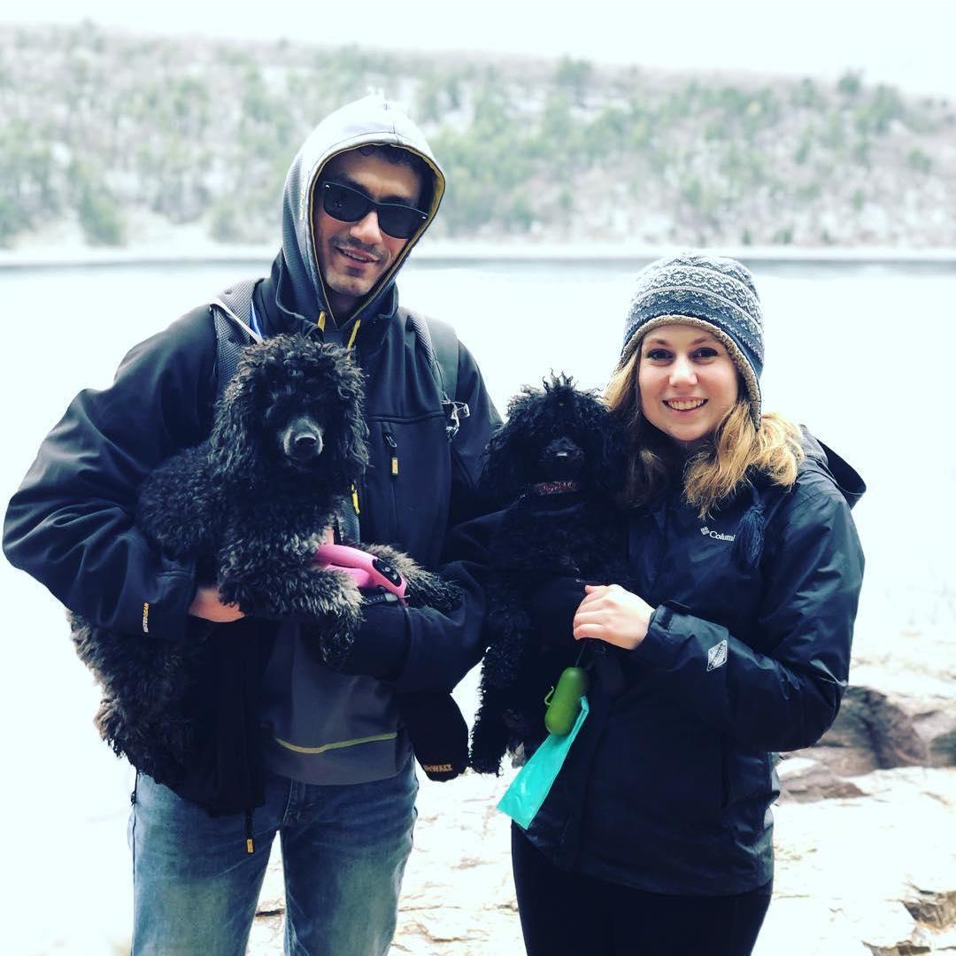 We love going on adventures with our two poodles, Vinnie and Bella. This was taken during a hike in Wisconsin in 2019.