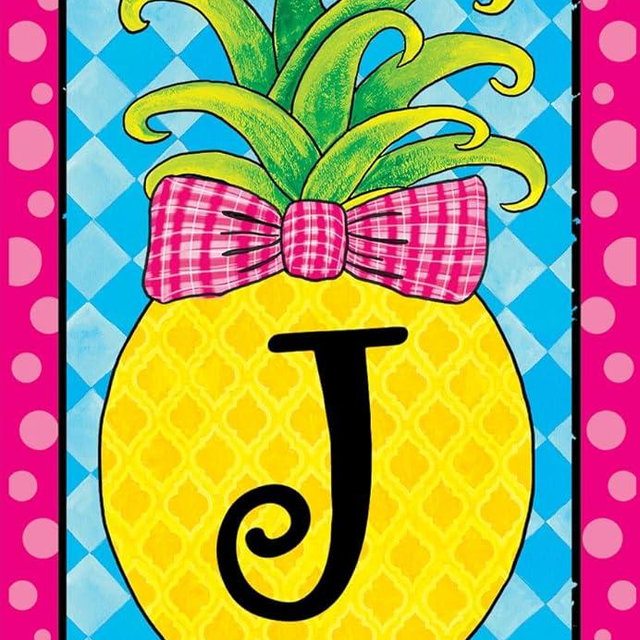 Briarwood Lane Pineapple Monogram Letter J Garden Flag