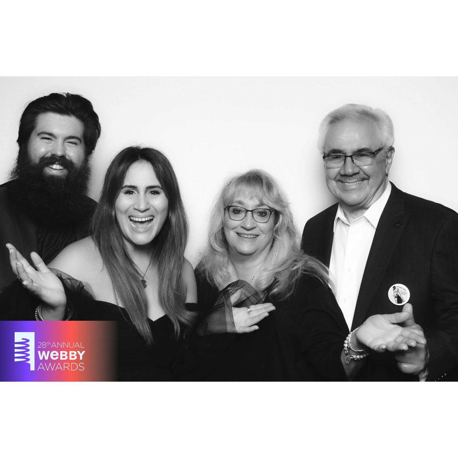 At the Webby Awards after Lauren's podcast won two Webbys!