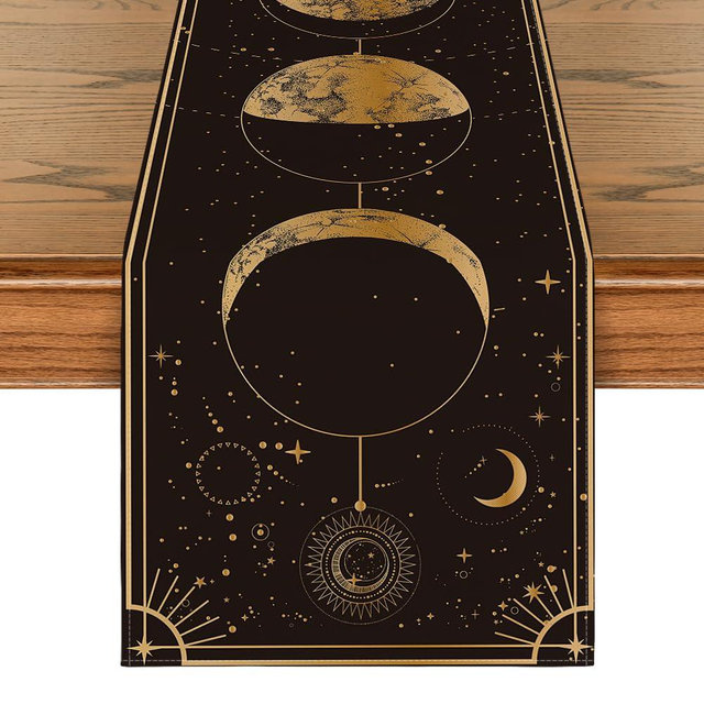 Artoid Mode Astrology Moon Magic Art Table Runner, Seasonal Mystical Gothic Kitchen Dining Table Decoration for Home Party Decor 13x72 Inch