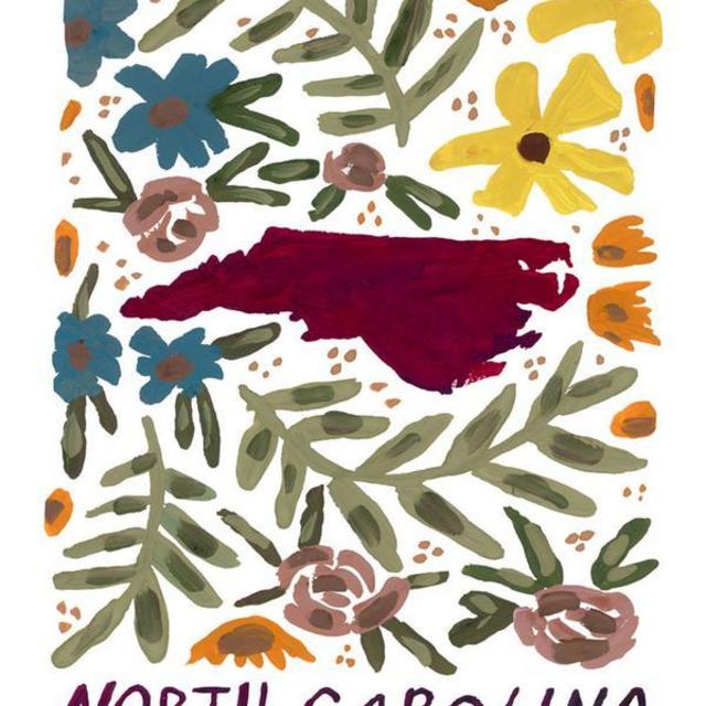 North Carolina American Gouache Print