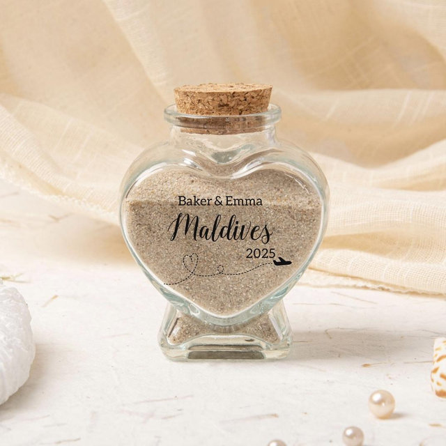 Honeymoon Sand Bottle, Small Travel Sand Memory Bottle, Wedding Bridal Shower Bottle, Mr and Mrs Couple Beach Ideas Gift, Sand Keepsake