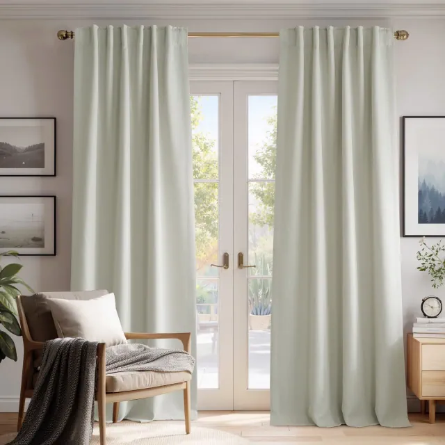 NICETOWN Faux Linen Pinch Pleated Blackout Curtains Thermal Insulated Noise Reducing 2-Panel Set, 50" x 84", Natural