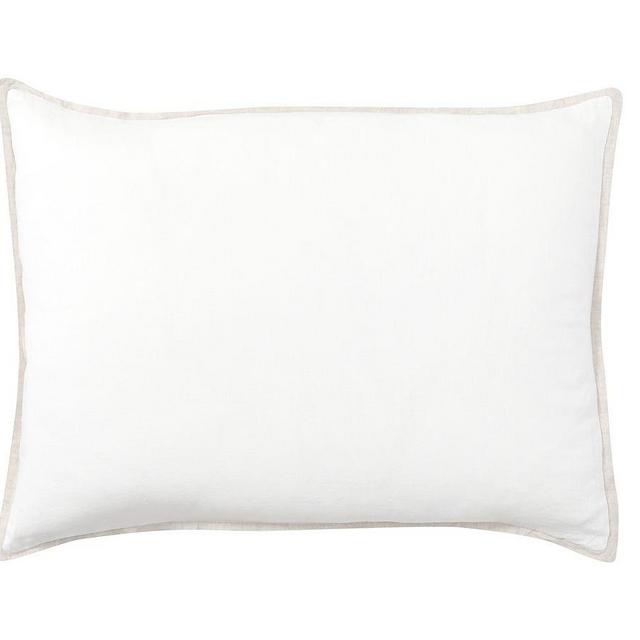 Belgian Flax Linen Contrast Sham, Standard, White/Natural