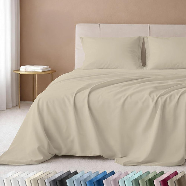 California Design Den King Size Sheets Set - 600 Thread Count, 100% Cotton Sateen, Deep Pocket King Sheet Set, Soft and Durable Bedding - Beige