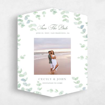 Green Diamond Wedding Save the Date - Opalite Photo