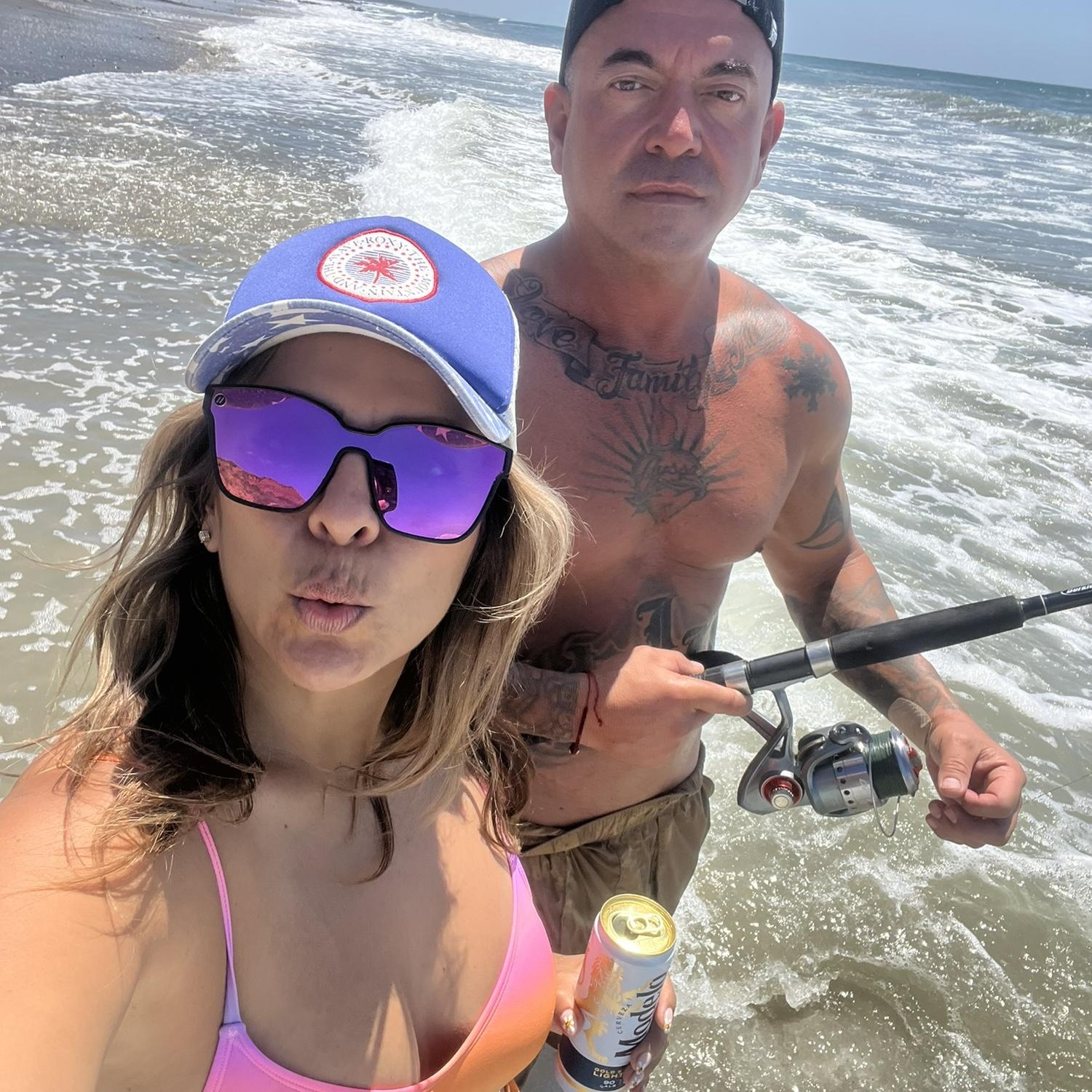 Beach camping and fishing.