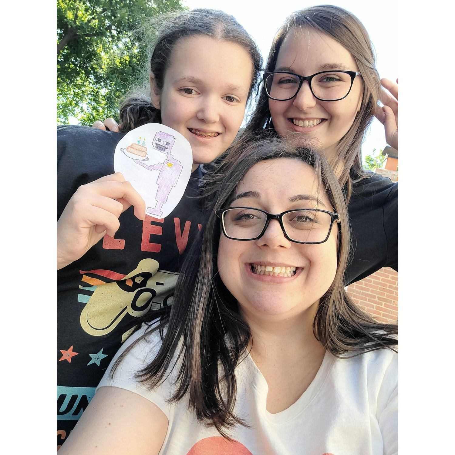 Our beautiful junior bridesmaid Gwen with her FNAF drawing of Purple Guy!