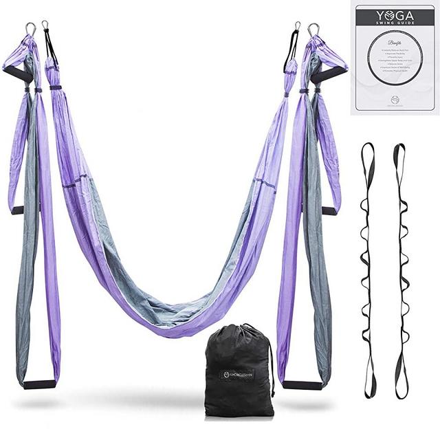 UpCircleSeven Aerial Yoga Swing Set - Yoga Hammock/Sling Kit + Extension Straps & eBook - Antigravity Ceiling Hanging Yoga Sling - Inversion Swing for Beginners & Kids
