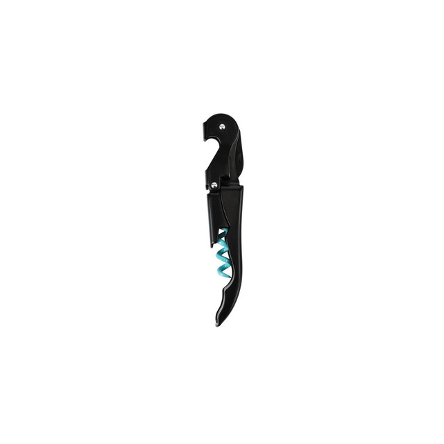 True Truetap Double Hinged Corkscrew Wine Opener, Stainless Steel Wine Key, Built-in Bottle Opener & Foil Cutter, Home Bar, Wedding Gifts, Blue Black