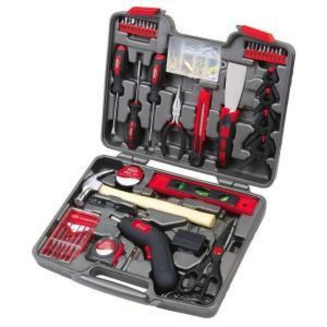 Household Tool Kit with 4.8-Volt Cordless Screwdriver (144-Piece)