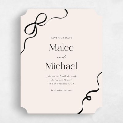 Beige Ticket Wedding Save the Date - Alba Portrait