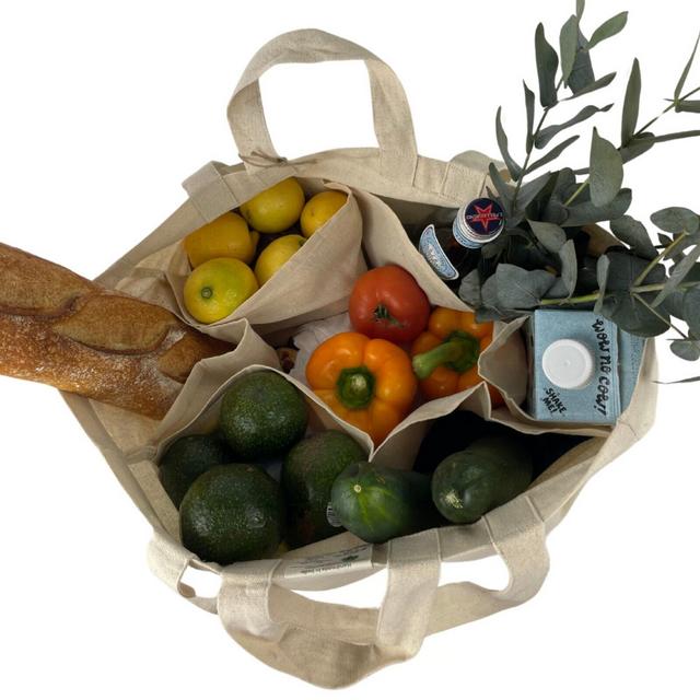 Multi-Pocket Farmers Market Bag, Grocery Bag, Sustainable & Reusable Tote Bag, Zero Waste Handmade Canvas Tote Bag