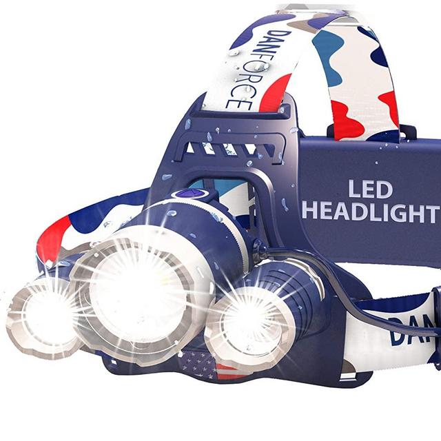DanForce Headlamp. USB Rechargeable LED Head Lamp. Ultra Bright CREE 1080 Lumen Head Flashlight + Red Light. HeadLamps for Adults, Camping, Outdoors & Hard Hat Work. Zoomable IPX45 Headlight