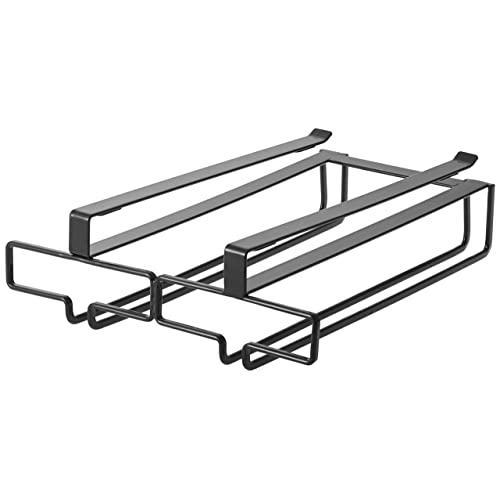 YAMAZAKI home Shelf Wine Glass Rack-Hanging Storage Holder, One Size, Black