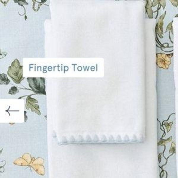 Stitched Edge Powder Bath Towels (pair) Light Blue on White Fingertip