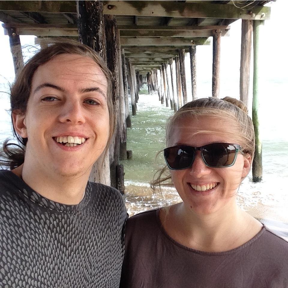 Enjoying a windy walk at Virginia Beach in 2015!
