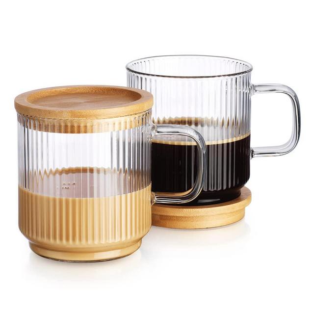 Pack of 2,double Wall Glass Coffee Mug 18.5oz Extra Large 550ml 