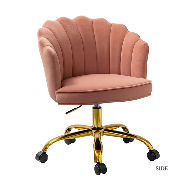 Belanda Task Chair with Golden Base for Living Room and Office Room | KARAT HOME-PINK