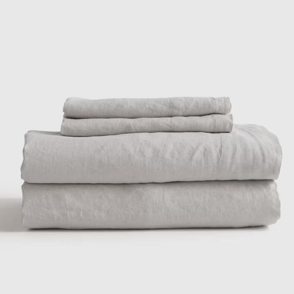 Quince - European Linen Sheet Set - Light Grey - Queen