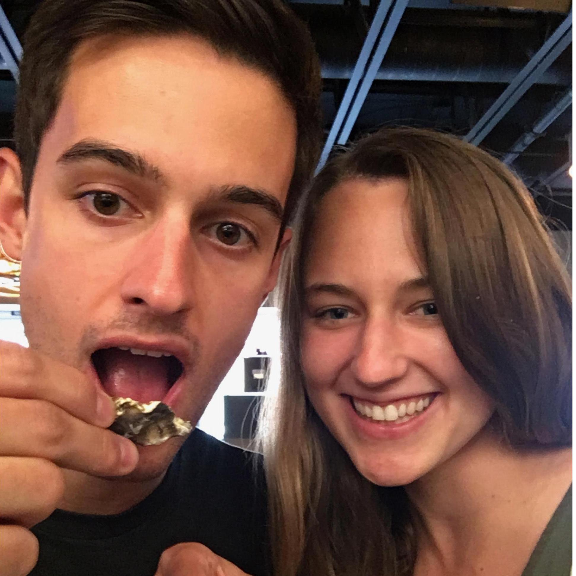 Celebrating with oysters the day after Wilson proposed, in Golden, CO.