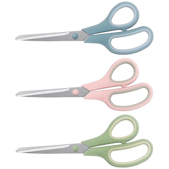 LONGKEY Scissors 8.5 Inch scissors all purpose Bulk Set of 3, Scissors for Office Home School Craft Supplies, Soft Comfort-Grip Right/Left Hand