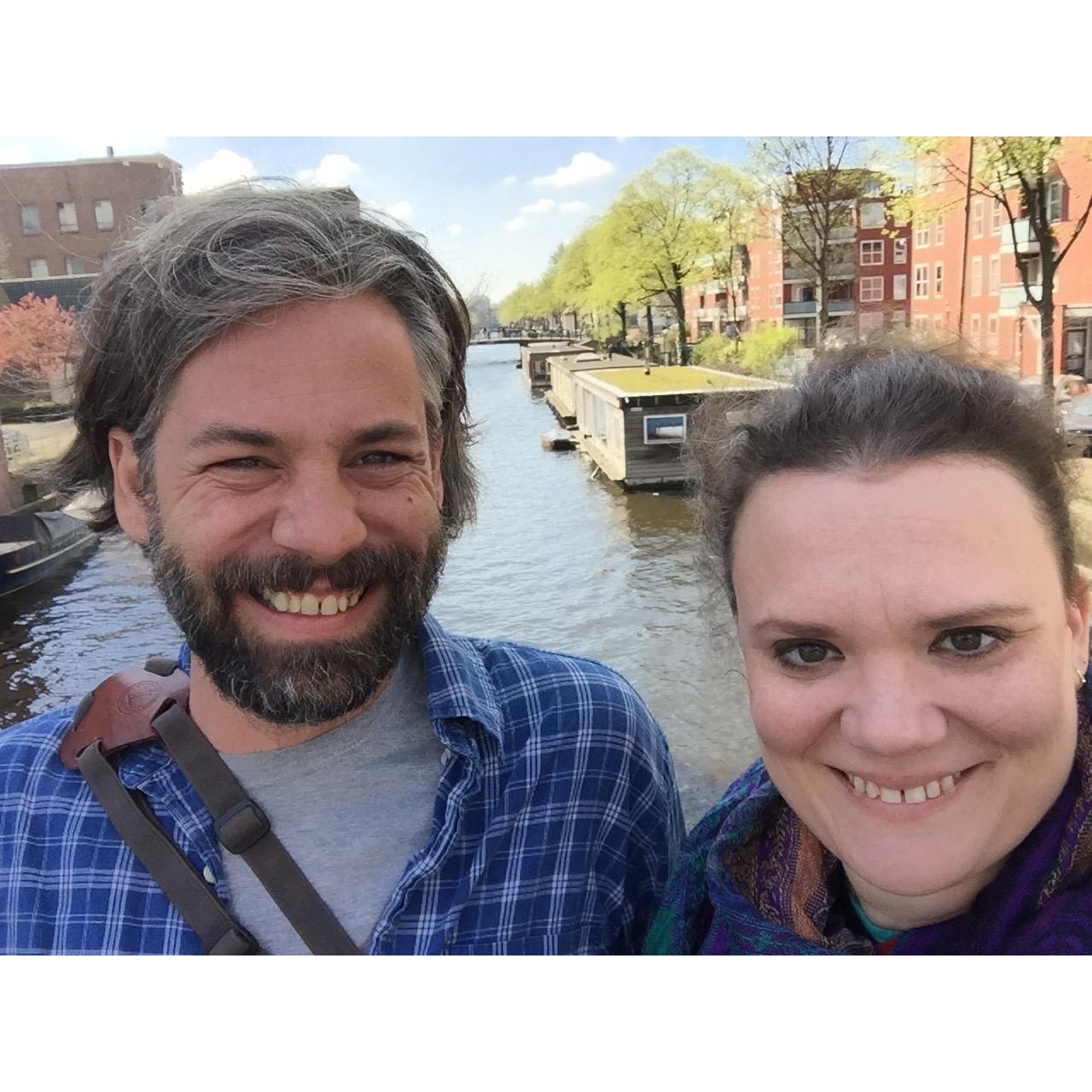 Canal in Amsterdam on our first European trip together for the ExFriends' tour of The Netherlands | April 2017