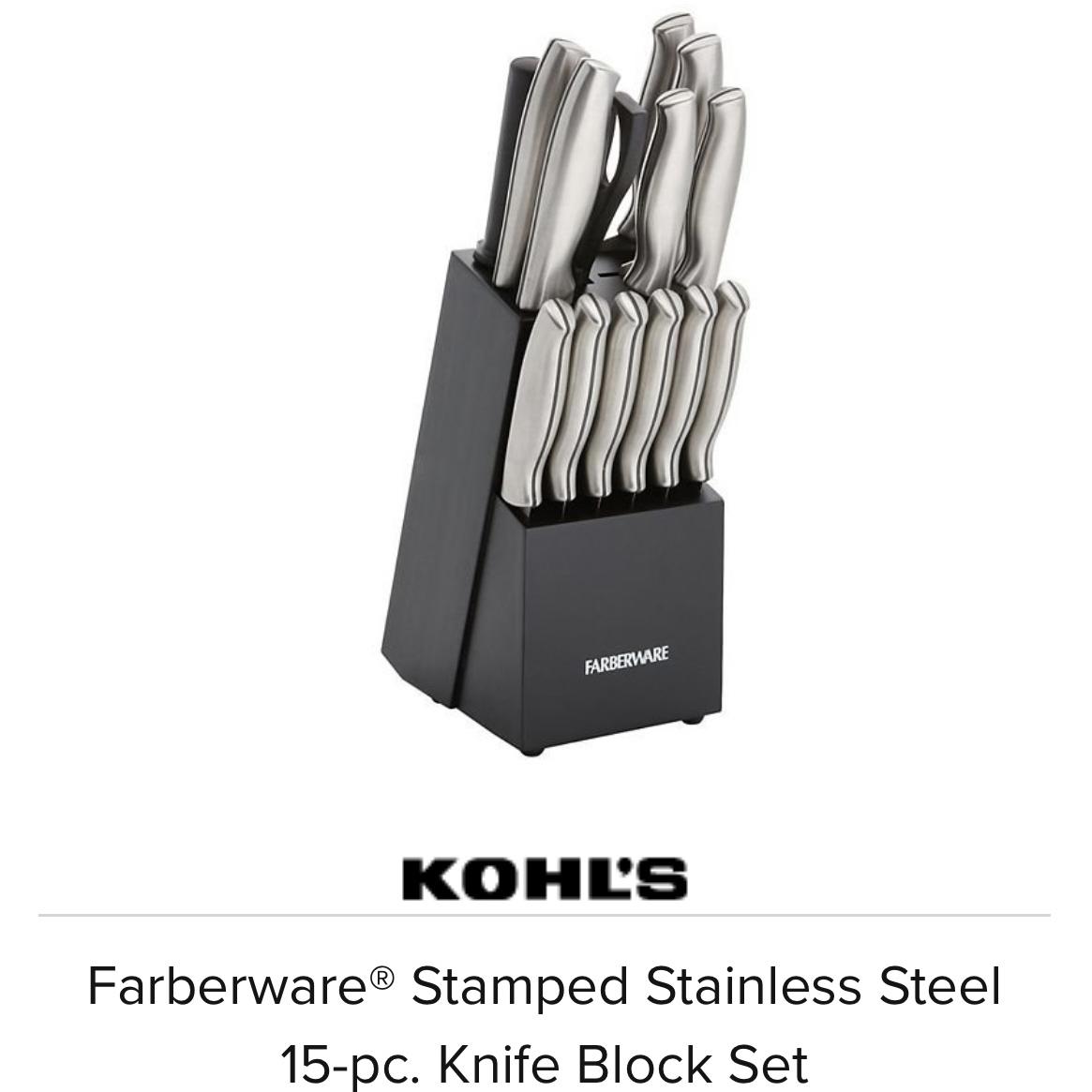 Farberware® Stamped Stainless Steel 15-pc. Knife Block Set