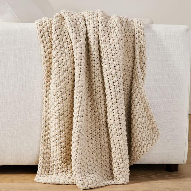 Bayside Chunky Knit Throw, 44" x 56", Oatmeal