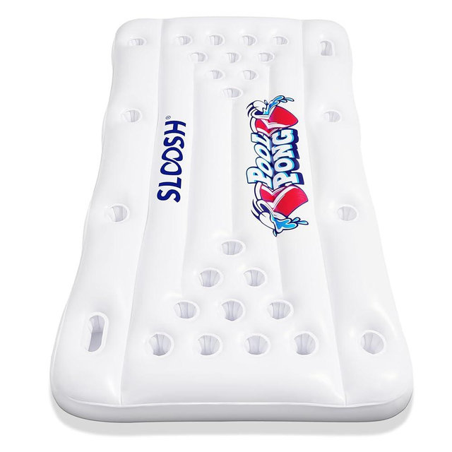 SLOOSH Summer Pool Games Inflatable Pong Table Float for Adults 6x3 FT Party in Summer Pool Floats, Pool Lounge Floating Raft Toys and 10 Pong Balls, Inflatable Party Fun Games