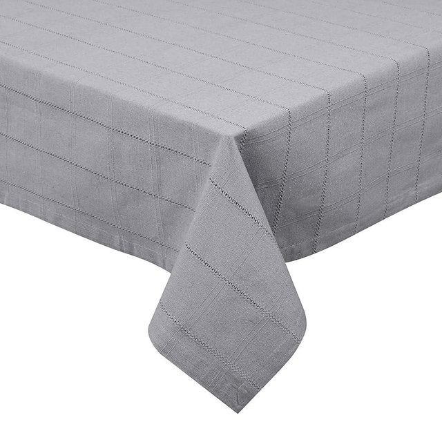 UniQloth Rustic Farmhouse Rectangle Tablecloth Heavy Duty Fabric 100% Cotton - Washable Dining Table Cover - Ideal for Dinner Party Wedding Christmas Holidays Everyday Use Table Linen 52x70 Grey