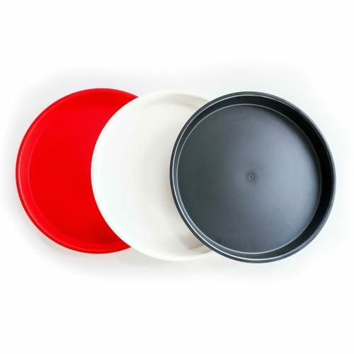 FSE 373-HS-HS1075-RC Crawfish/Oyster Tray, 13" Diameter, Round, ABS Plastic, Red Chile Color, Microwaveable and Dishwasher Safe, Commercial Seafood Serving Tray, 24 Pack