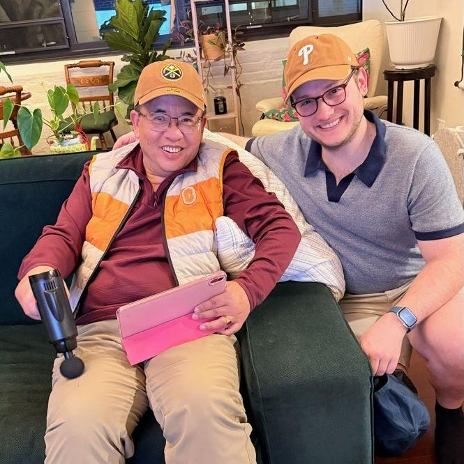 Juliana's Dad and Eddie matching hats!