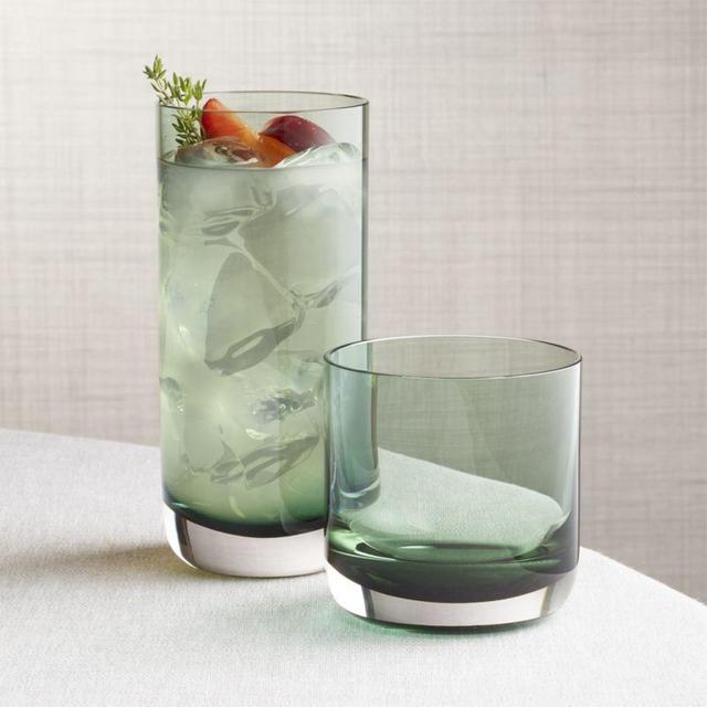 Crescent Smokey Green Glasses 2.87 diameter by 6" height