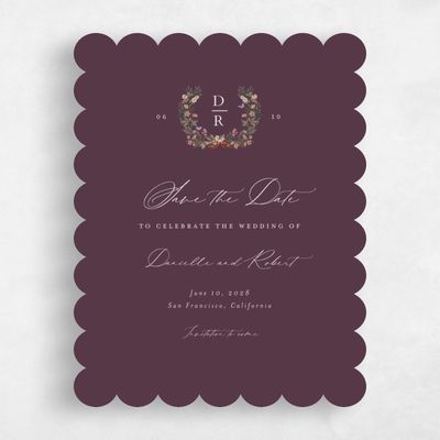 Purple Scalloped Wedding Save the Date - Eglamore Portrait