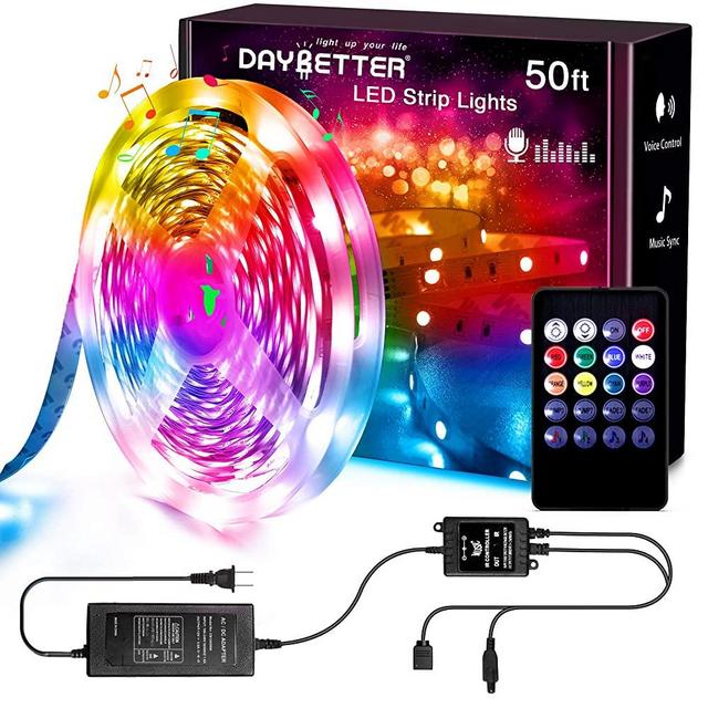 Daybetter Music Sync Led Strip Lights Kit, RGB Color Changing 50ft 270Leds