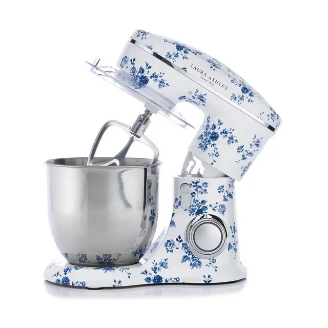 Laura Ashley 4.5L Lightweight Stand Mixer Rose: 1300W, 10 Speeds, Blue, 1-Year Warranty, 8.66" Height, 7.93 lbs