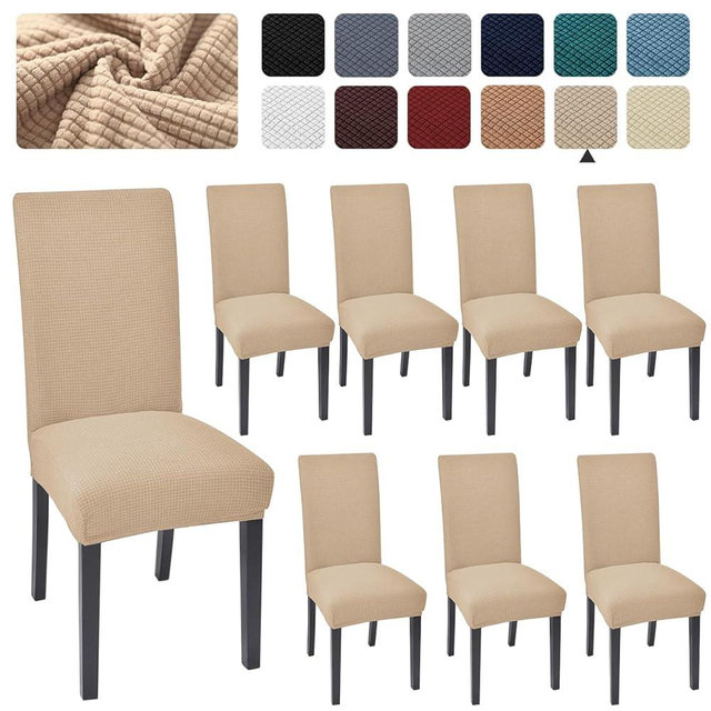 Aertiavty Chair Covers for Dining Room Set of 8 Kitchen Chair Seat Covers, Dining Room Chair Covers Chair Slipcover for Parsons Chair, Light Khaki