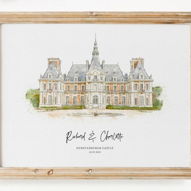 Wedding Venue Print, Wedding Gift, 1st Wedding Anniversary Present, Venue Sketch, Painting from Photo, Personalised Drawing, Couple Gift