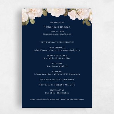 Navy, Blue Wedding Program - Woads